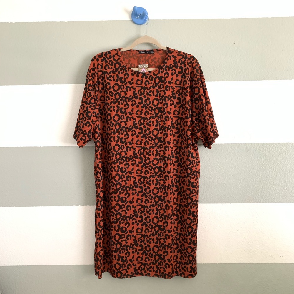 BooHoo animal print t-shirt dress